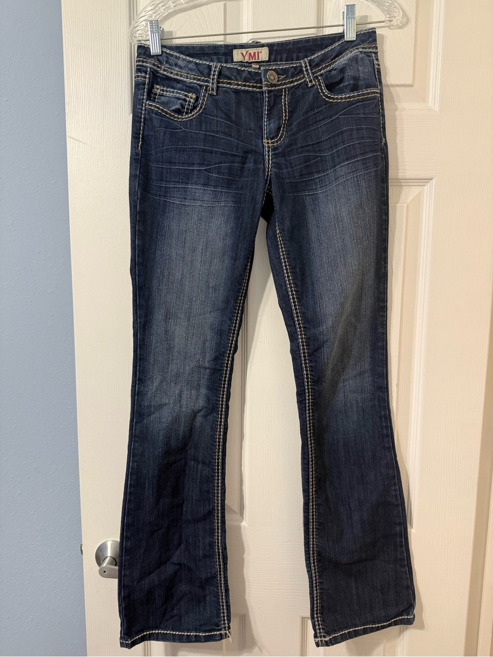 YMI Dark Blue Flare Jeans with Contrast Stitching